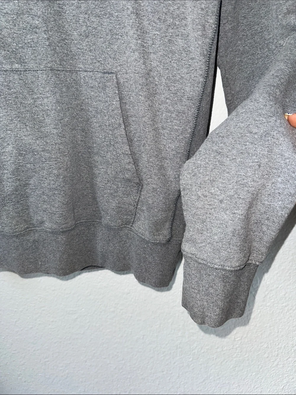 The North Face Heather Gray Pullover Hoodie with Logo Patch